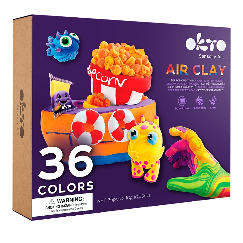 Set de creatie Air Clay, 36 culori, + 3 ani, OktoClay