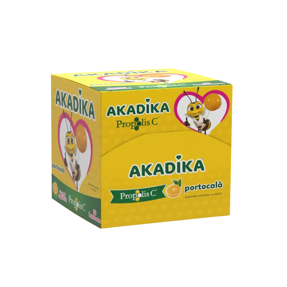 Akadika acadele Propolis C cu aroma de portocala, 50 buc, Fiterman Pharma