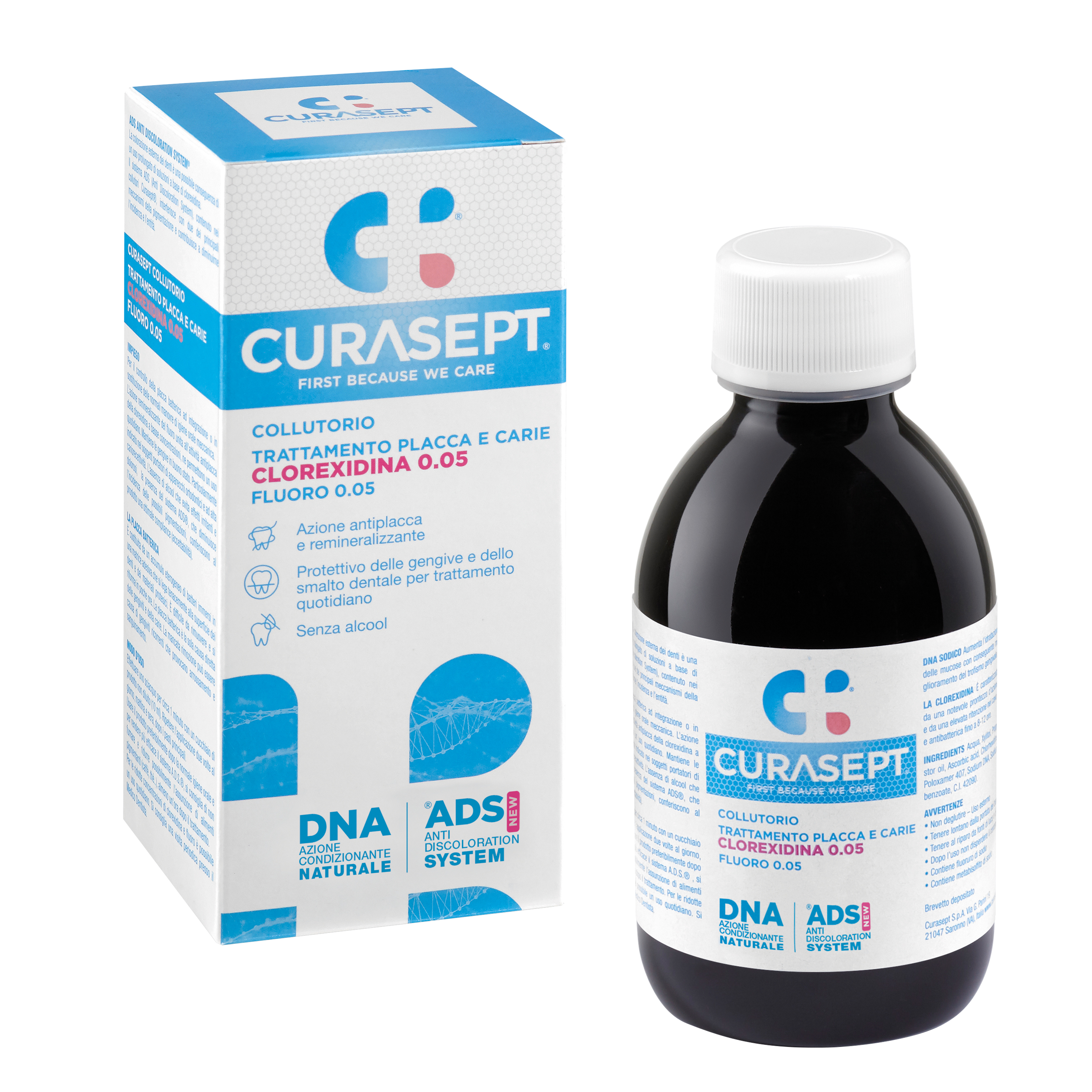 Apa de gura ADS DNA cu 0.05% clorhexidina, 200 ml, Curasept