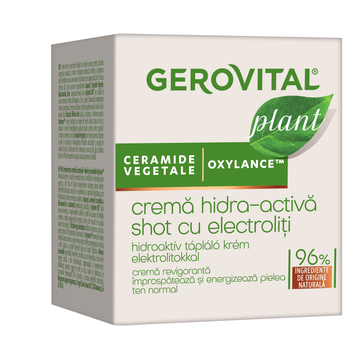 Crema Hidra-Activa Shot cu electroliti Plant, 50 ml, Gerovital