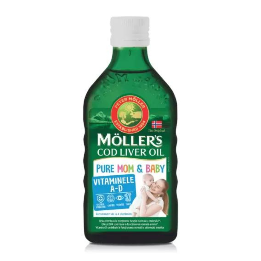 Ulei din ficat de cod Pure Mom & Baby, 250 ml, Moller's