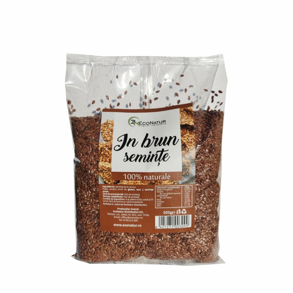 Seminte de in brun, 500 g, Econatur