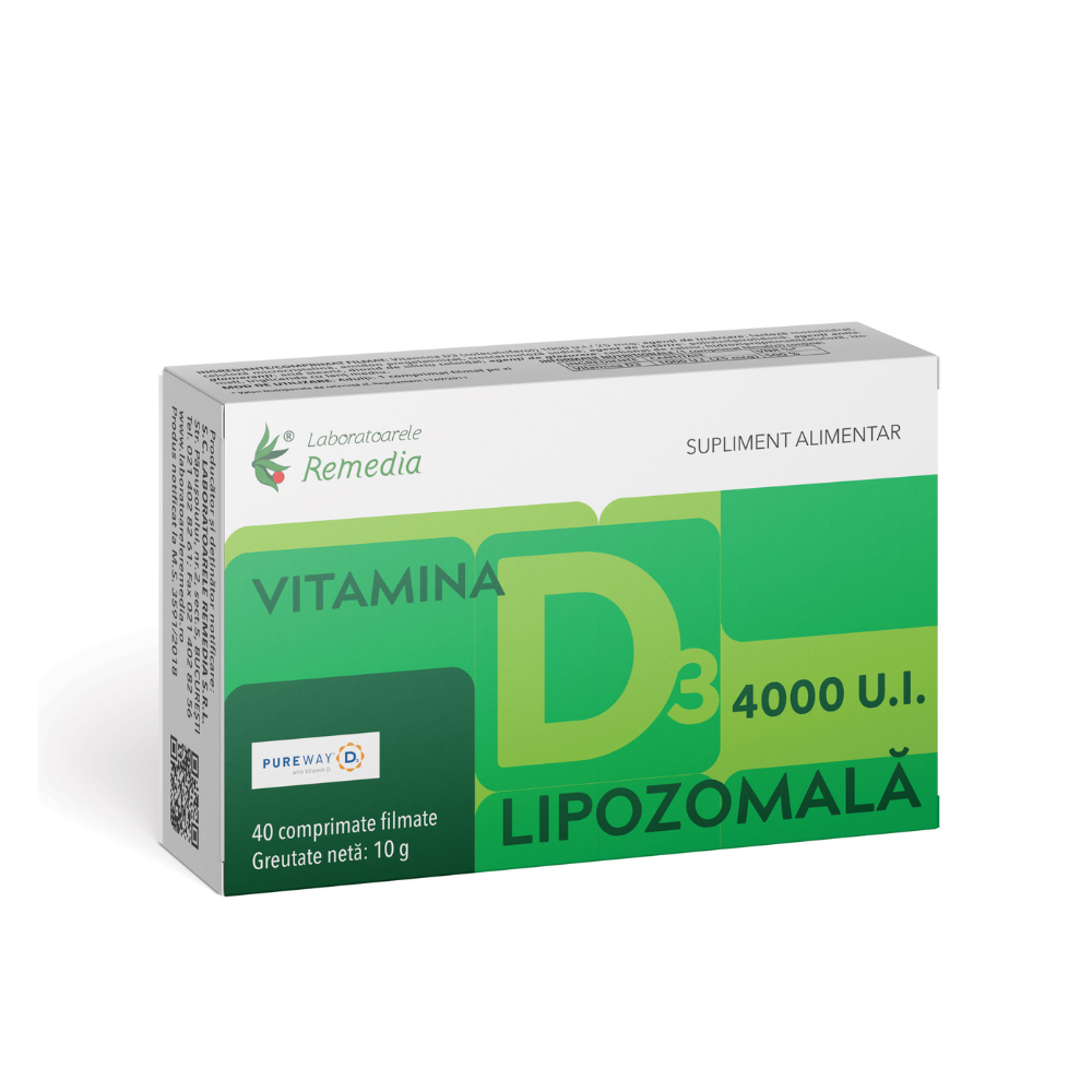 Vitamina D3 4000UI Lipozomala, 40 comprimate filmate, Laboratoarele Remedia