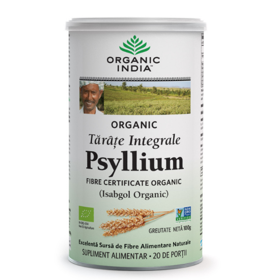 Tarate integrale de Psyllium Bio, 100 g, Organic India