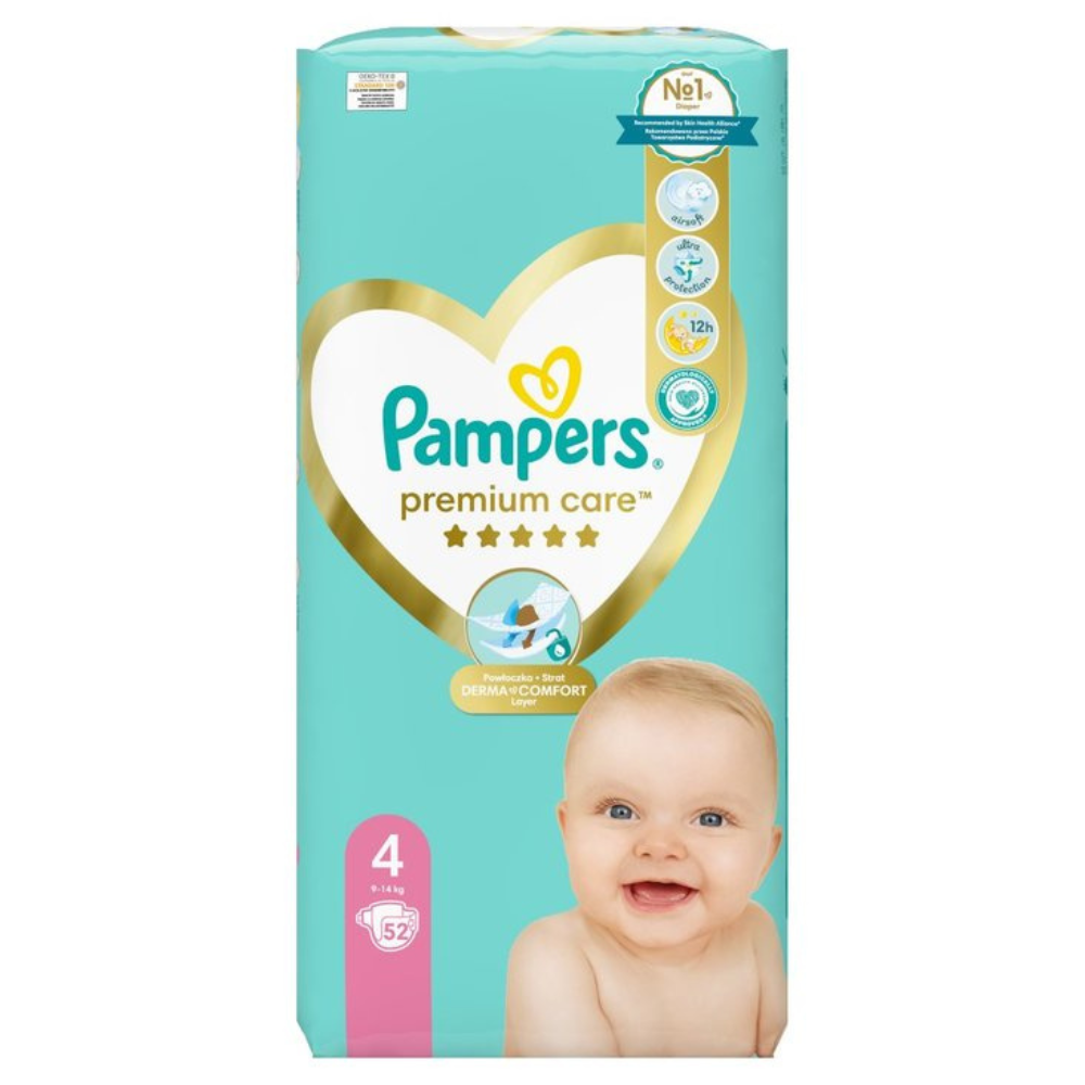 Pampers Premium Care, Nr. 4, 9-14 kg, 52 buc, Pampers