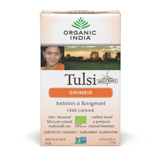 Tulsi Ceai de Ghimbir, 18 plicuri, Organic India