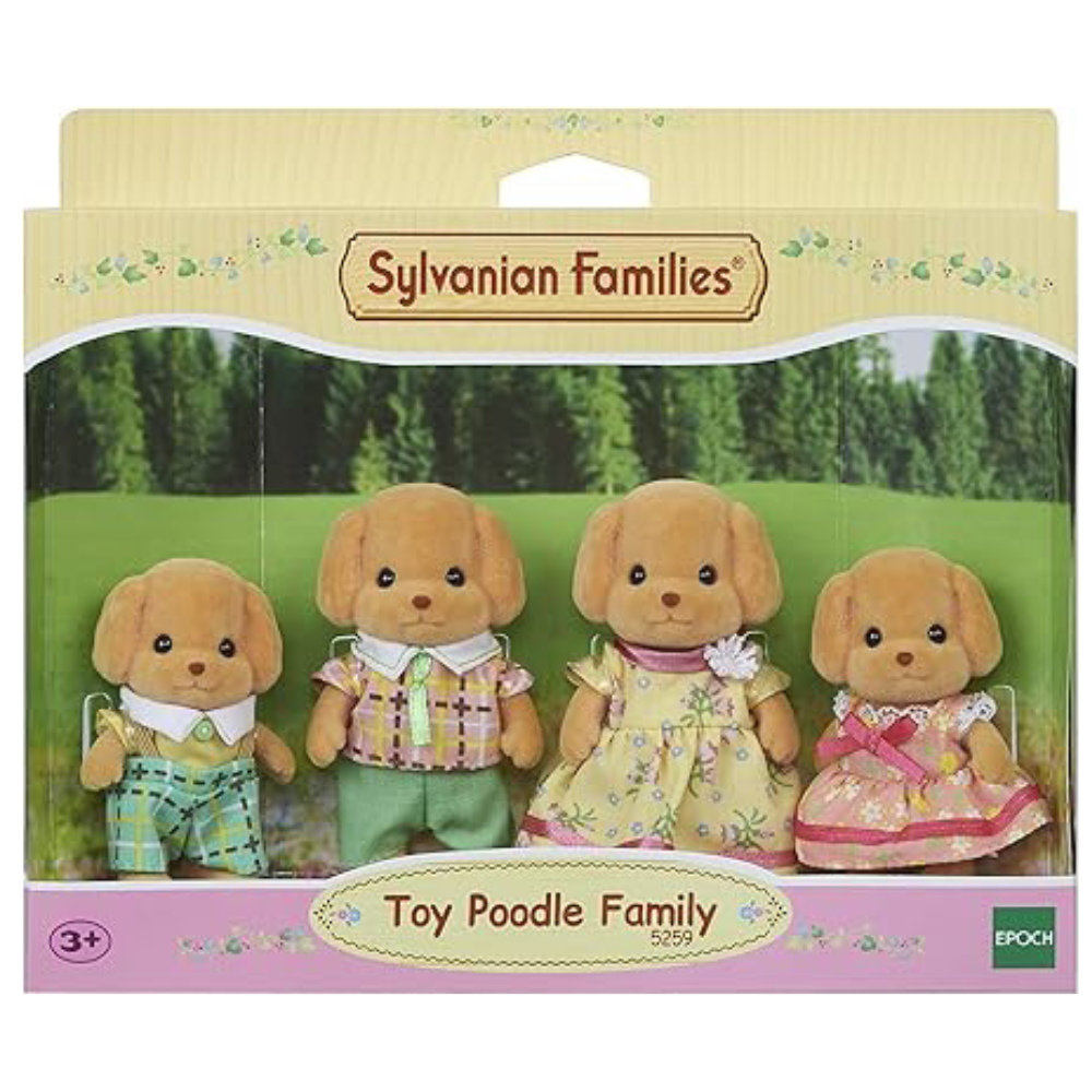 Set 4 figurine Familia Catelusilor Poodle Sylvanian Families, +3 ani, Epoch