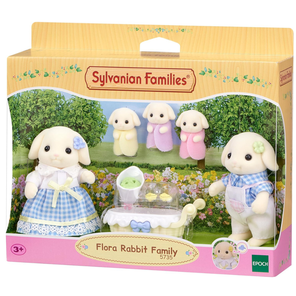 Set 5 figurine Familia Iepurasilor Flora Sylvanian Families, +3 ani, Epoch