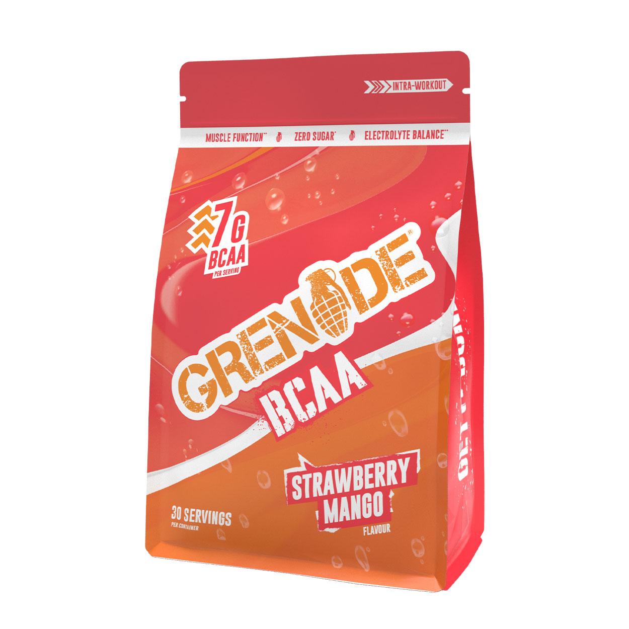 Complex aminoacizi BCAA cu aroma de strawberry si mango, 390 g, Grenade