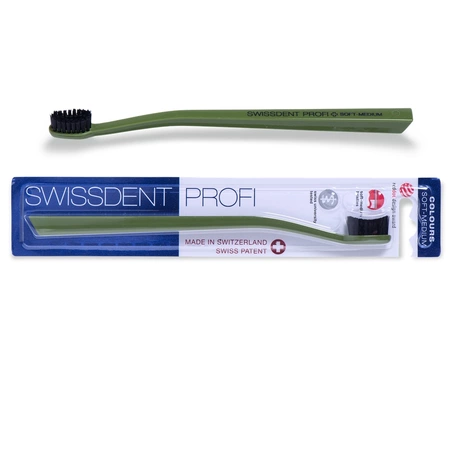 Periuta de dinti verde cu peri negri Soft-Medium, 1 bucata, Swissdent