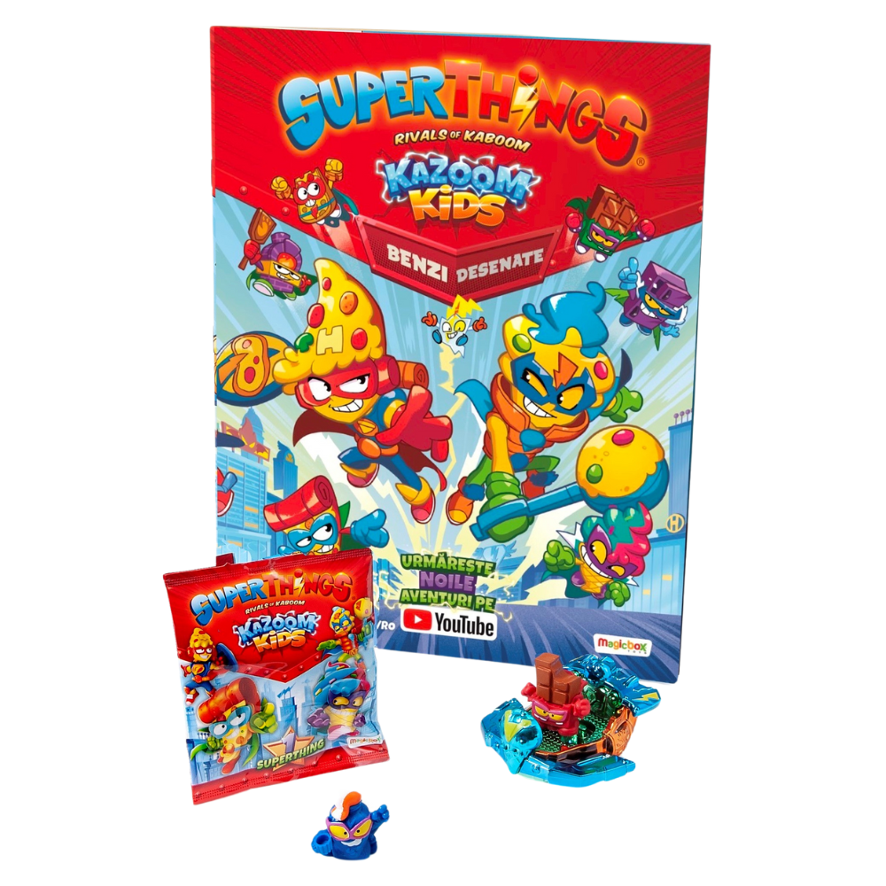 Set de joaca cu figurina si revista Kazoom Kids, +3 ani, Superthings