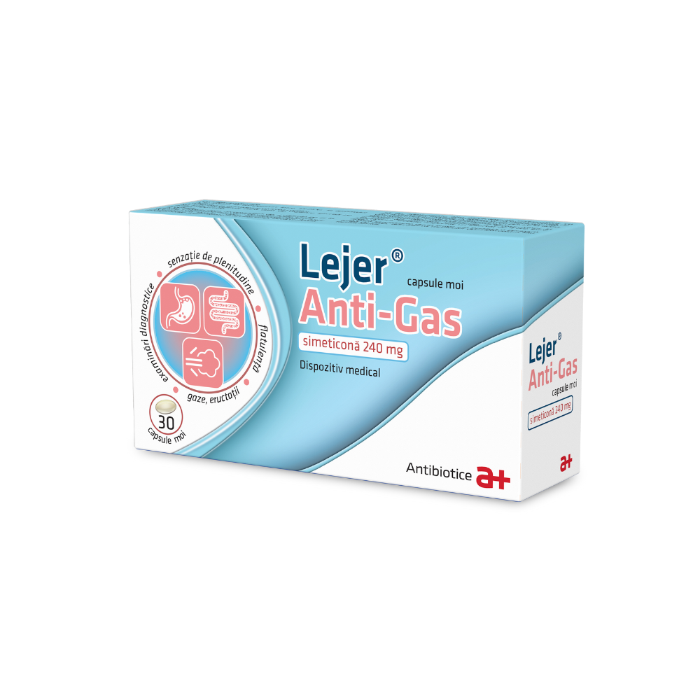 Lejer Anti-Gas, simeticona 240 mg, 30 capsule  moi, Antibiotice SA