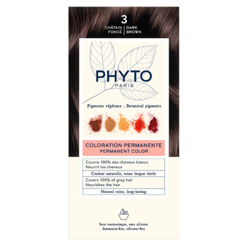 Vopsea permanenta pentru par Phytocolor, Nuanta 3, Dark Brown, 50 ml, Phyto