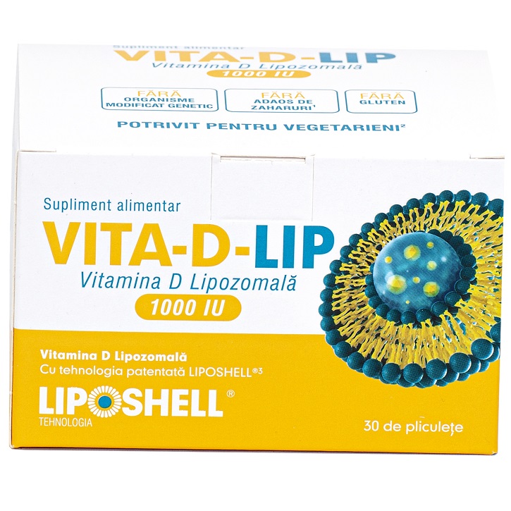 Vitamina D Lipozomala 1000UI, 30 plicuri, Liposhell