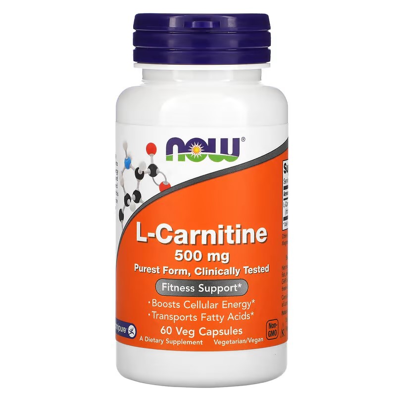 L-Carnitina, 500 mg, 60 capsule vegetale, Now Foods