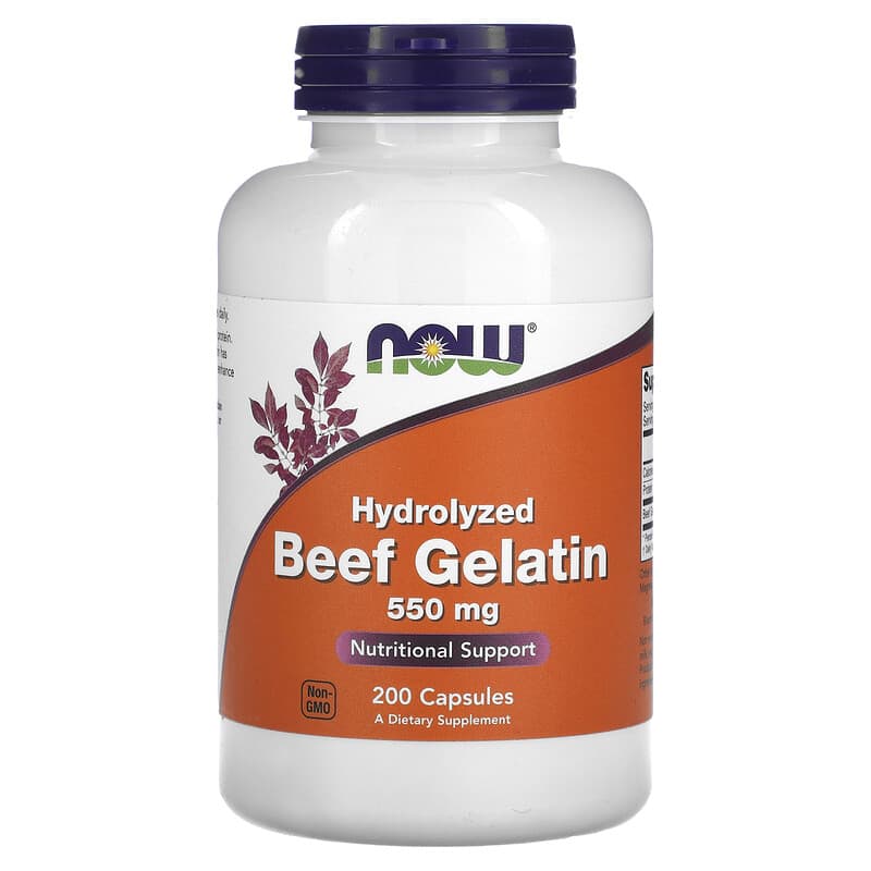 Gelatina hidrolizata din vita, 550 mg, 200 capsule, Now Foods