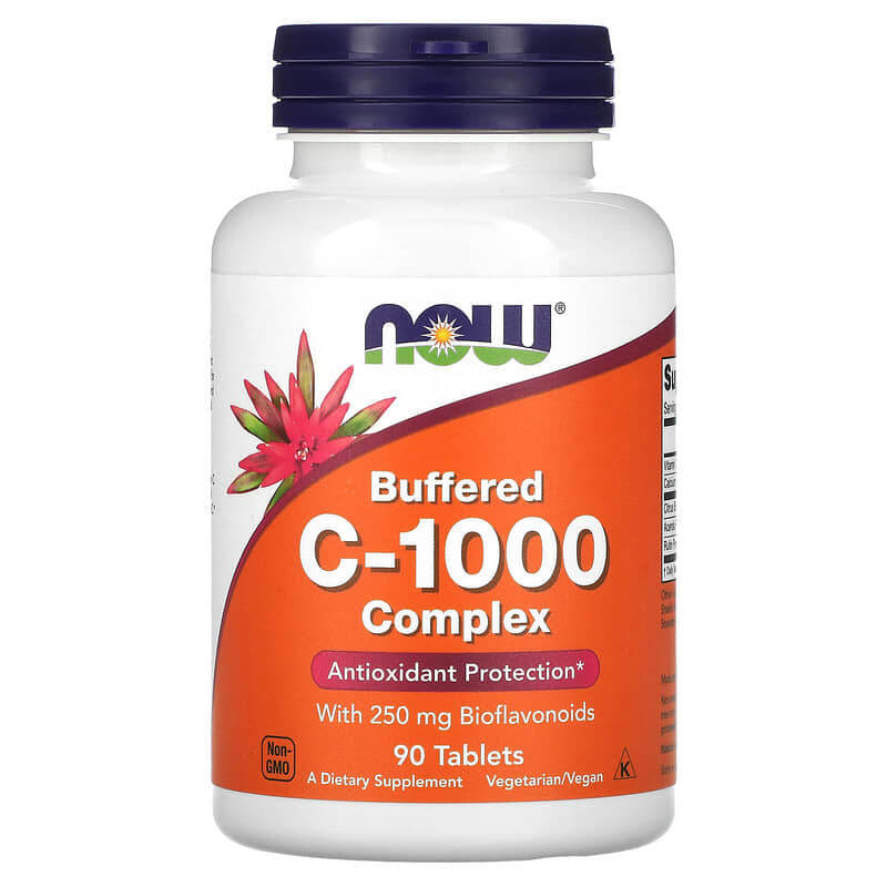 Vitamina C-1000 mg tamponata, 90 tablete, Now Foods