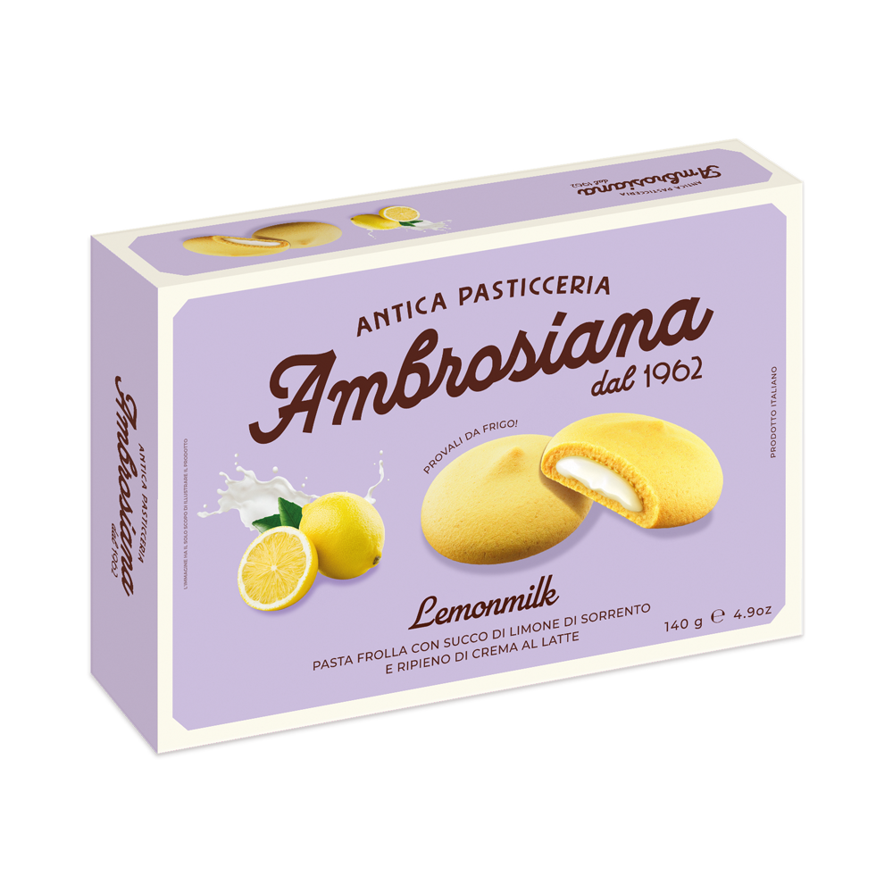 Biscuiti cu crema de lamaie si lapte Lemon Milk, 140 g, Ambrosiana