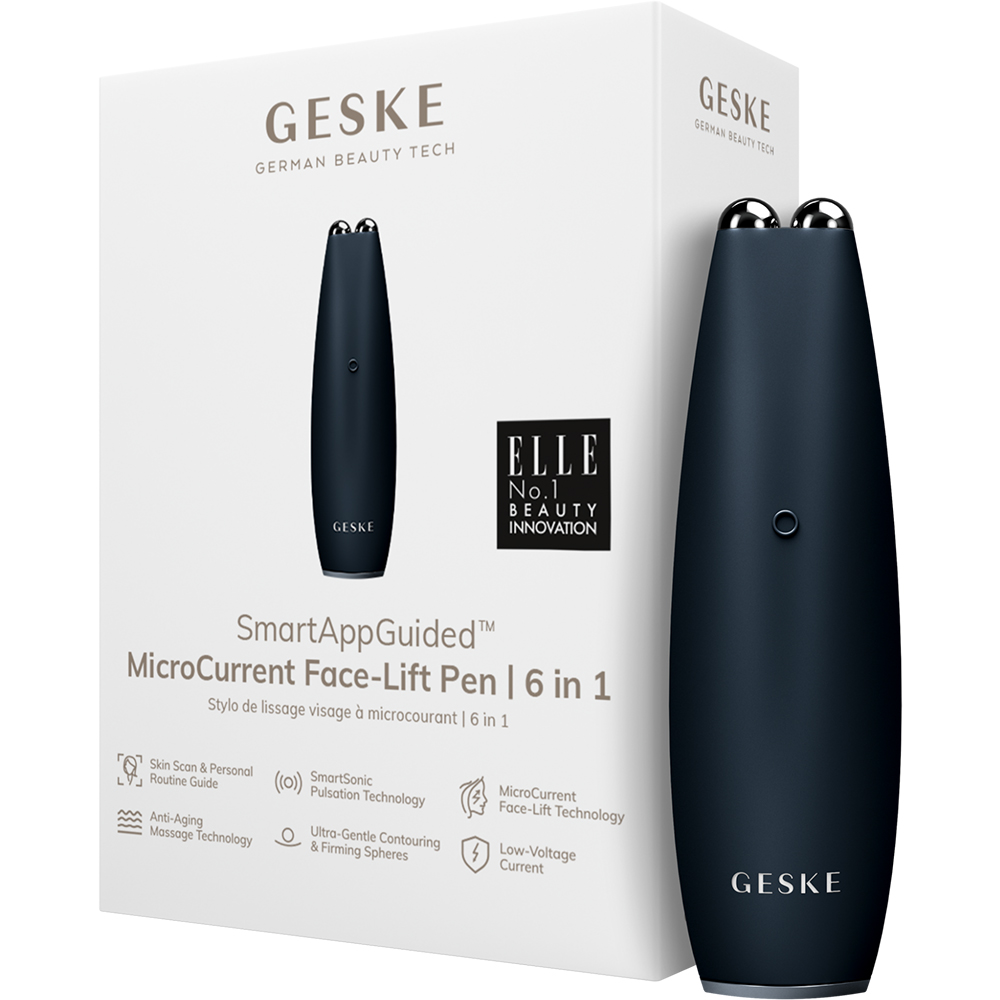 Dispozitiv pentru masaj facial 6 in 1 MicroCurrent Face-Lift Pen, Black, Geske