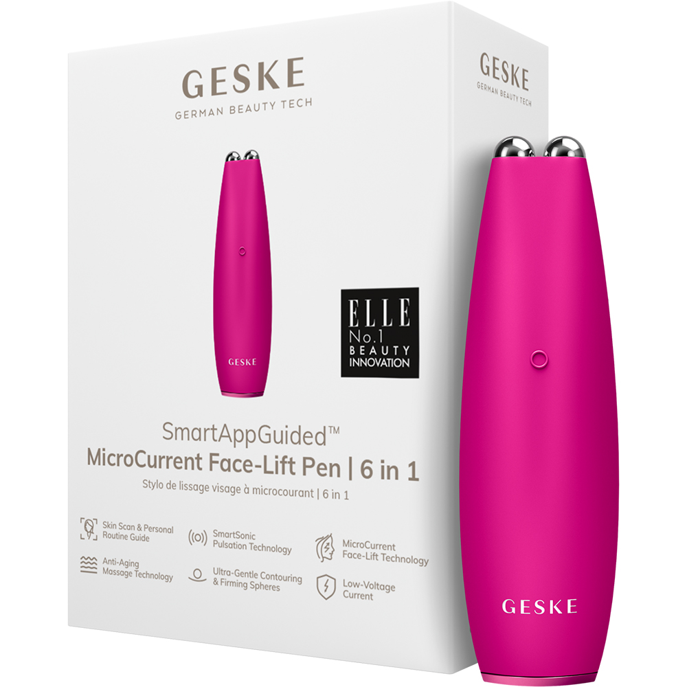 Dispozitiv pentru masaj facial 6 in 1 MicroCurrent Face-Lift Pen, Magenta, Geske