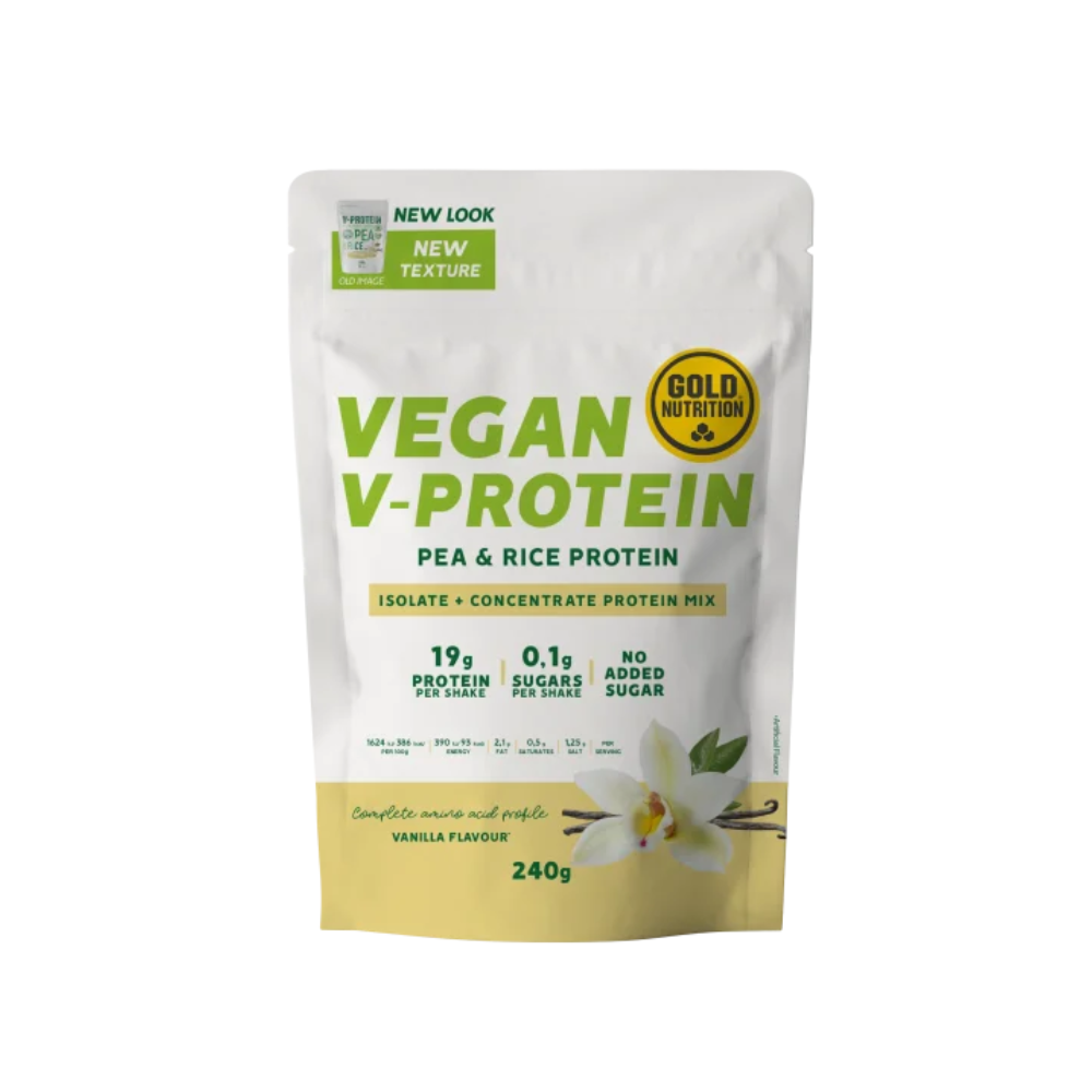 Pudra Proteica Vegetala cu aroma de vanilie V-Protein, 240 g, Gold Nutrition