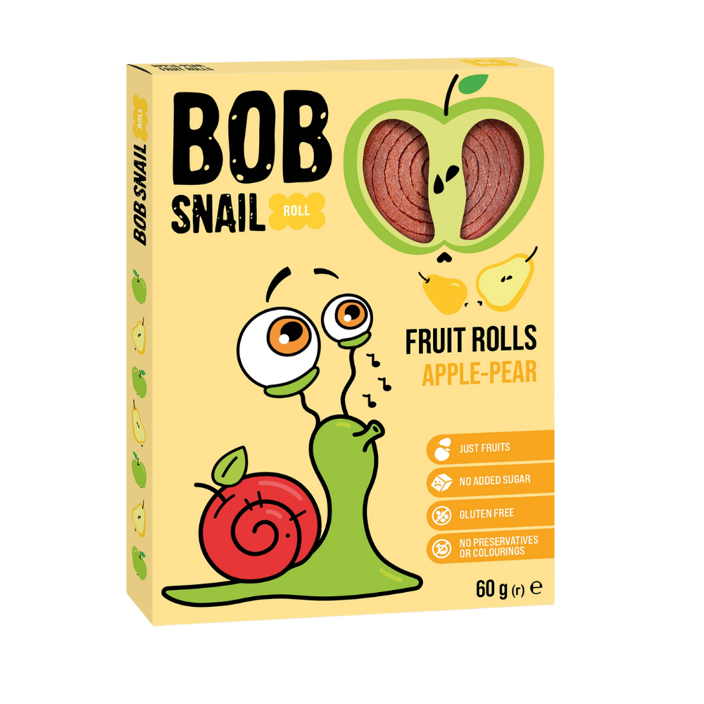 Rulou natural din mere si pere, 60 g, Bob Snail