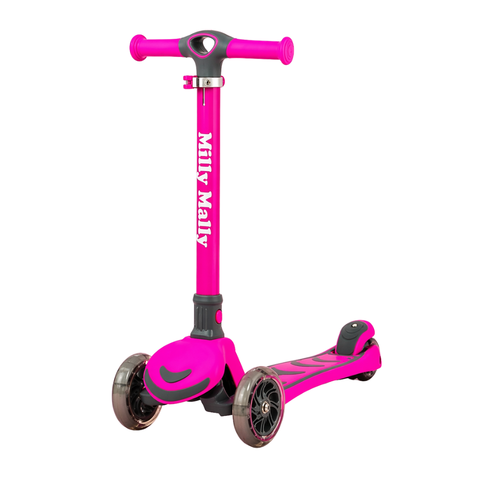 Trotinetă pliabilă cu roți luminoase pentru copii 3 ani+, Boogie, Verde, Milly Mally – vedere de ansamblu cu roți luminoase