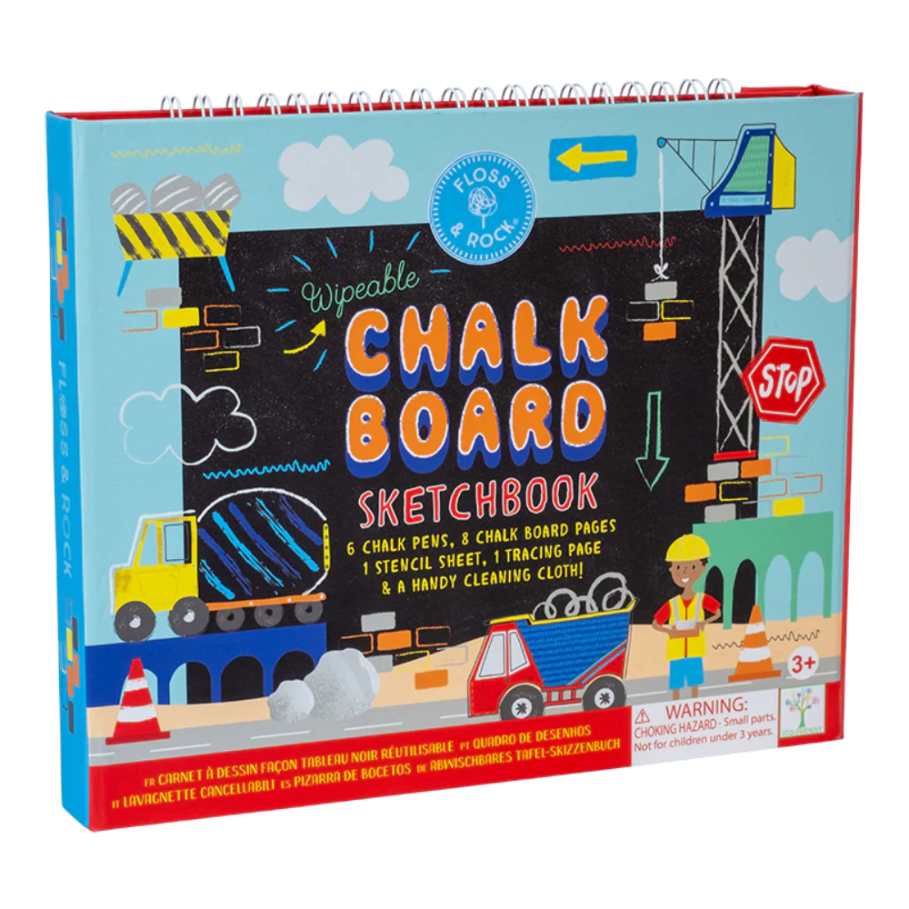 Carte tip tabla reutilizabila Chalkboard Sketchbook Construction, 3 ani+, Floss & Rock