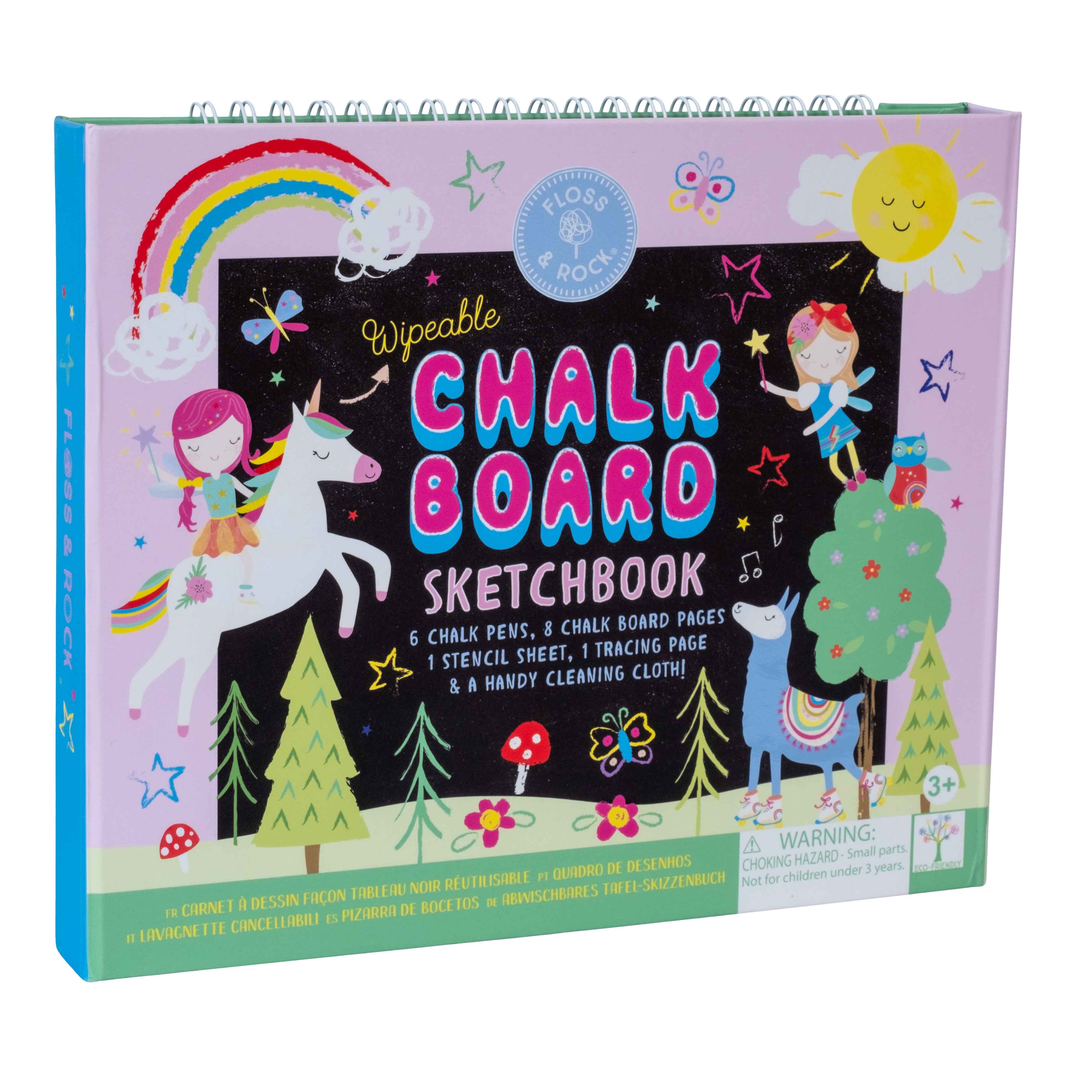 Carte tip tabla reutilizabila Chalkboard Sketchbook Rainbow Fairy, 3 ani+, Floss & Rock