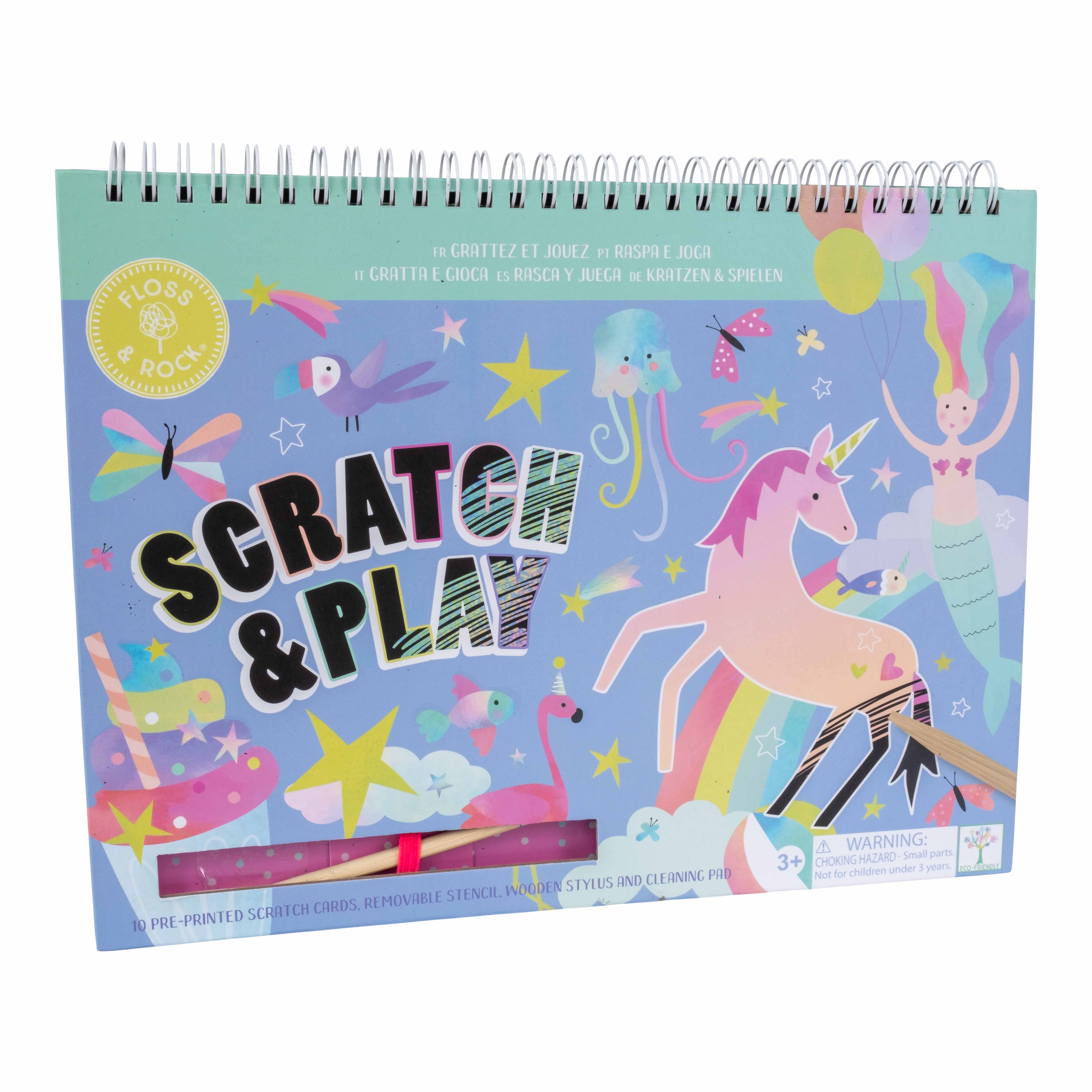 Caiet de activitati razuibil, Scratch & Play Fantasy, 3 ani+, Floss & Rock