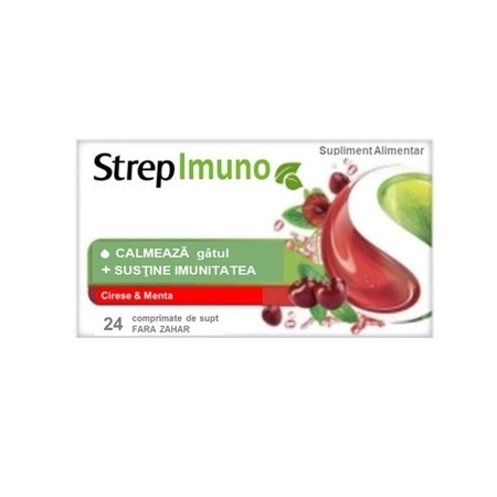 StrepImuno cu cirese, menta si coacaze, 24 pastile de supt, Reckitt Benckiser