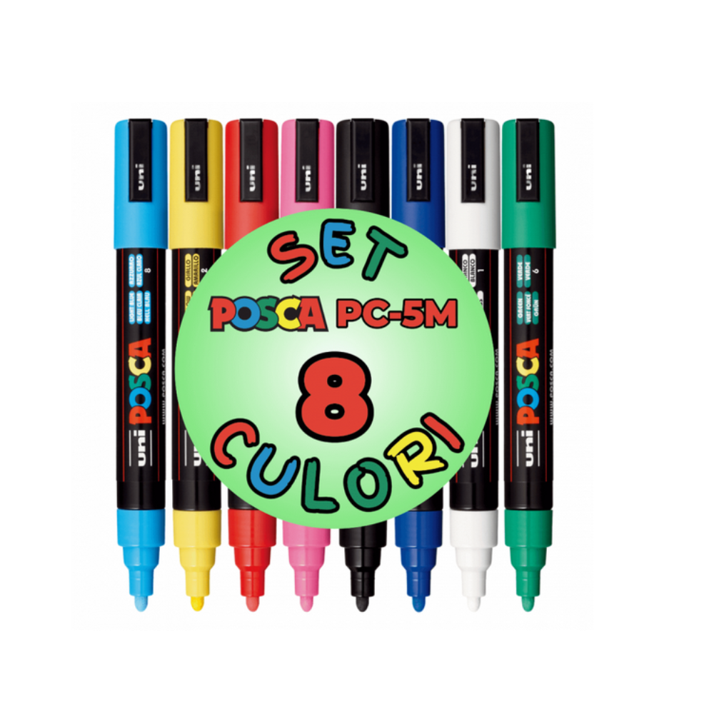 Set markere acrilice PC 5M, 8 bucati, Posca