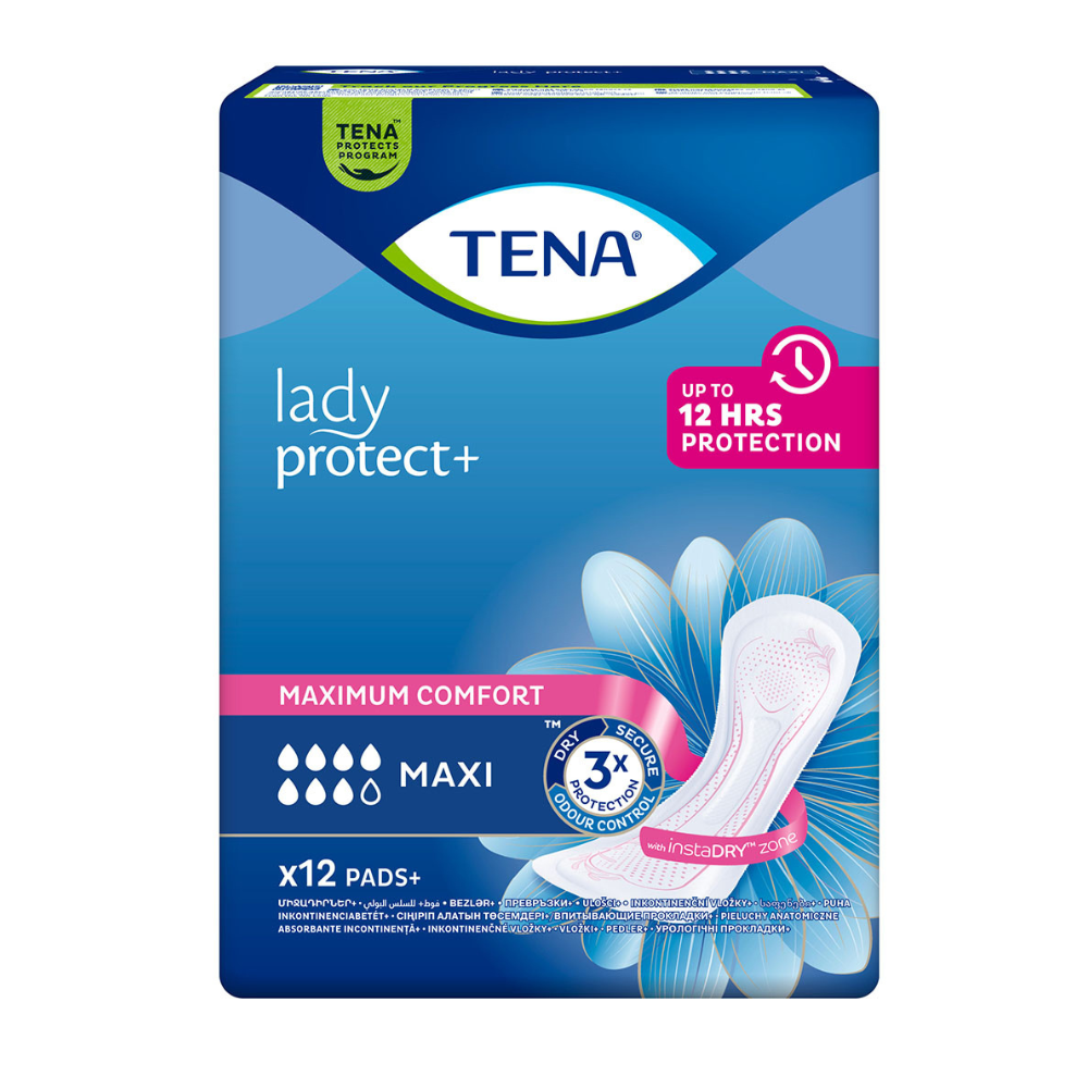 Absorbant pentru controlul incontinentei Lady Protect Maxi, 12 bucati, Tena