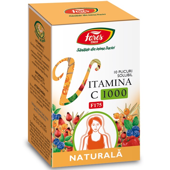 Vitamina C1000 Naturala, 10 Plicuri, Fares