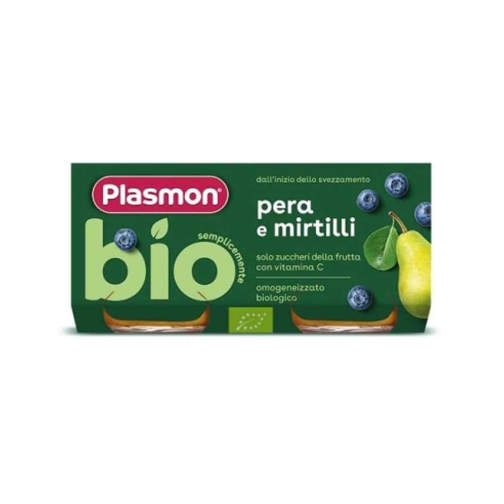 Piure Bio din para si afine, + 6 luni, 2 x 80 g, Plasmon