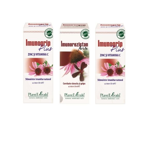 Pachet 2 Imunogrip plus si Imunorezistan forte, Plant Extrakt
