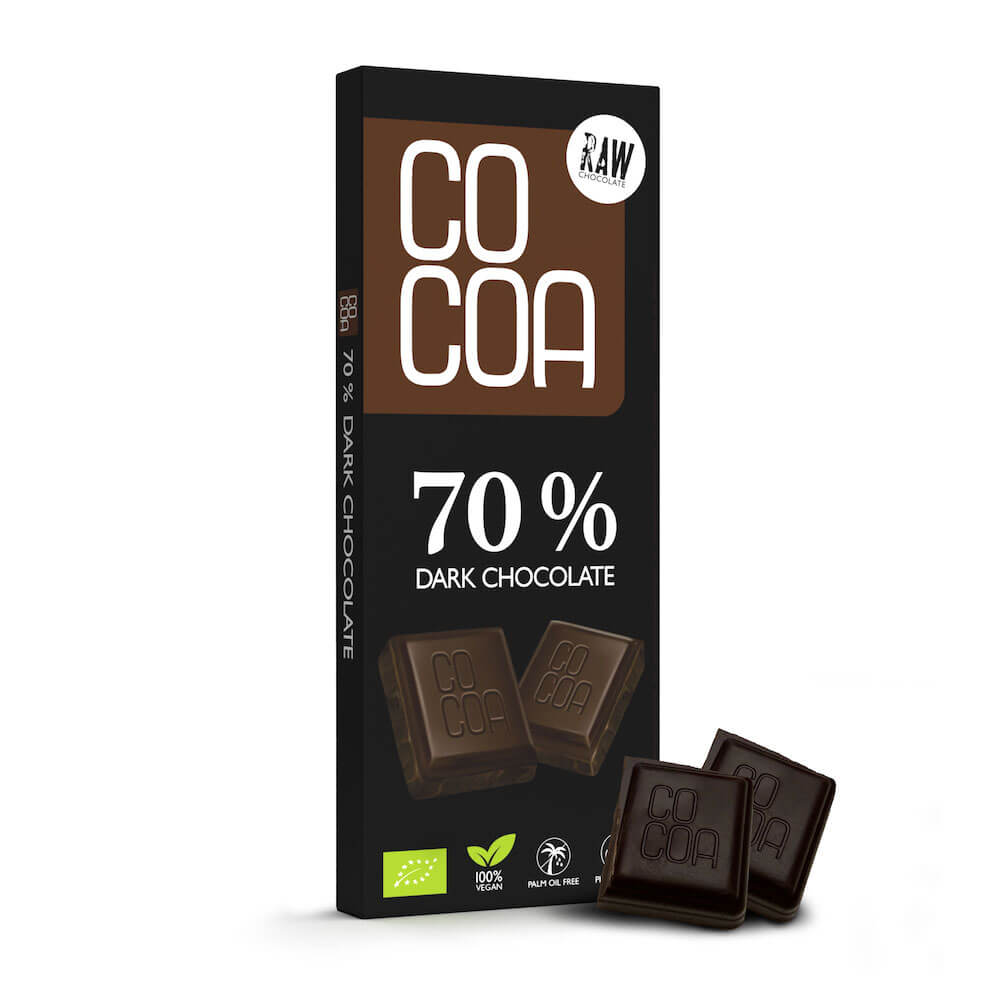 Ciocolata Bio Raw-Vegan, 70% Cacao, 40 g, Cocoa