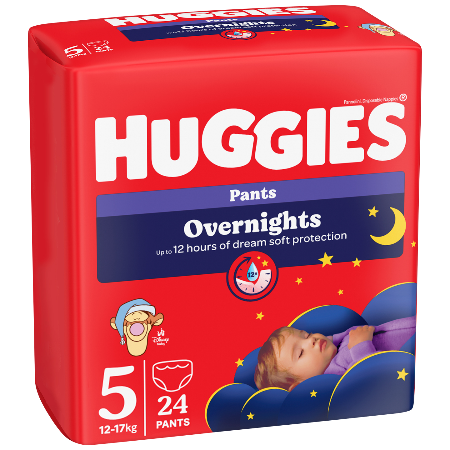 Chilotei de noapte Elite Soft Overnights Nr.5, 12-17 kg, 24 bucati, Huggies