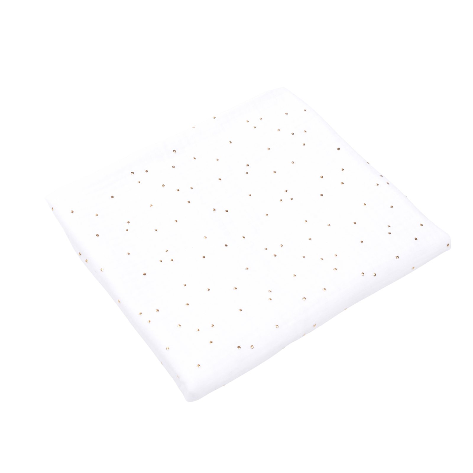 Muselina din bumbac organic cu bulinute Aurii, 75x75 cm, Alb, Fic Baby