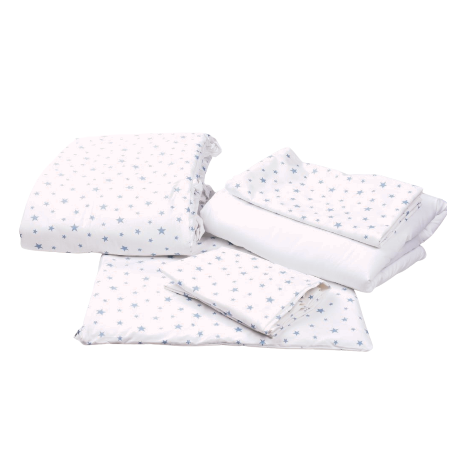 Set lenjerie cu 6 piese pentru patut, 120x60 cm, Stelute Bleu, Fic Baby