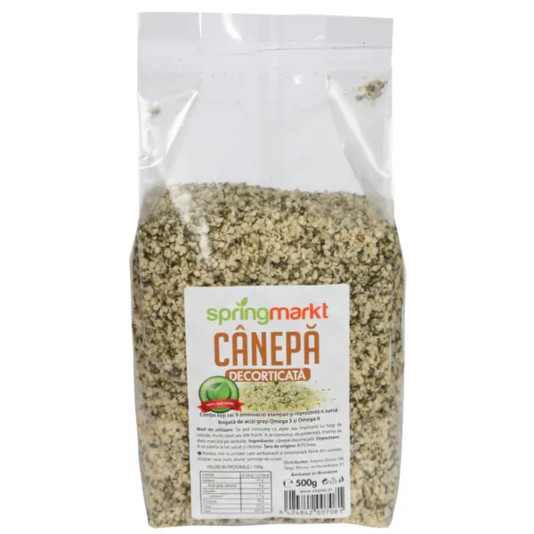 Seminte de canepa decorticata, 500 g, Spring Markt