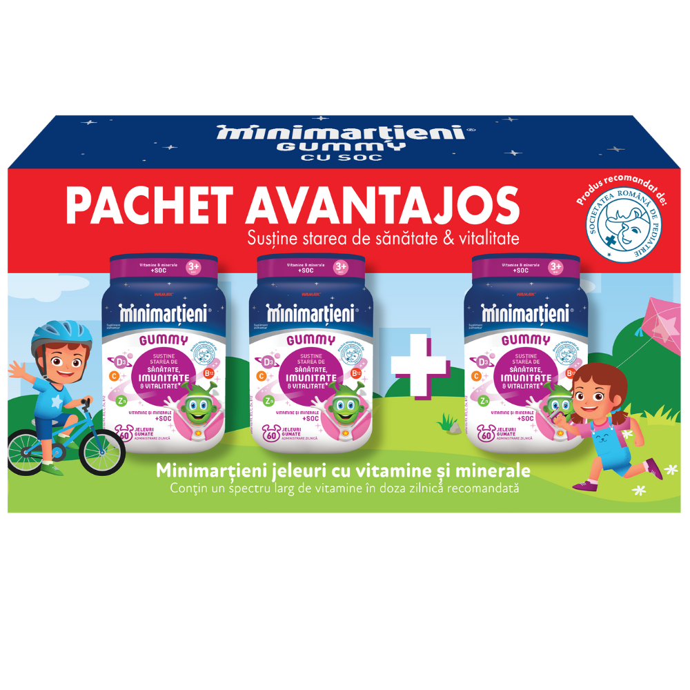 Pachet Minimartieni Gummy cu Soc, 2+1 bucati, 3x60 jeleuri, Stada