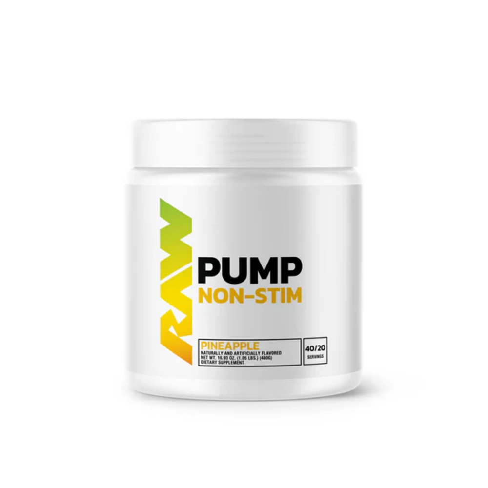 Pre Workaout Pump Non Stim, 480 g, Pineapple, Raw Nutrition