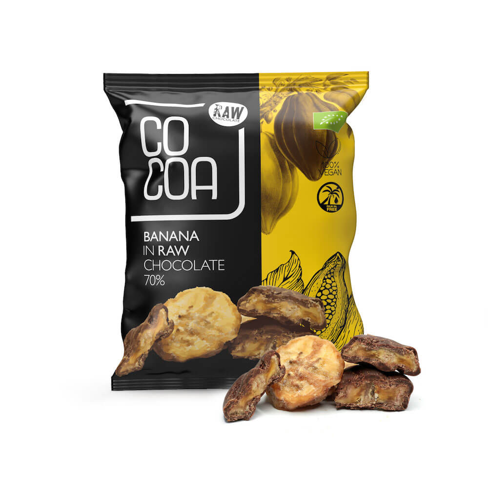 Banane in ciocolata Bio, 70 g, Cocoa