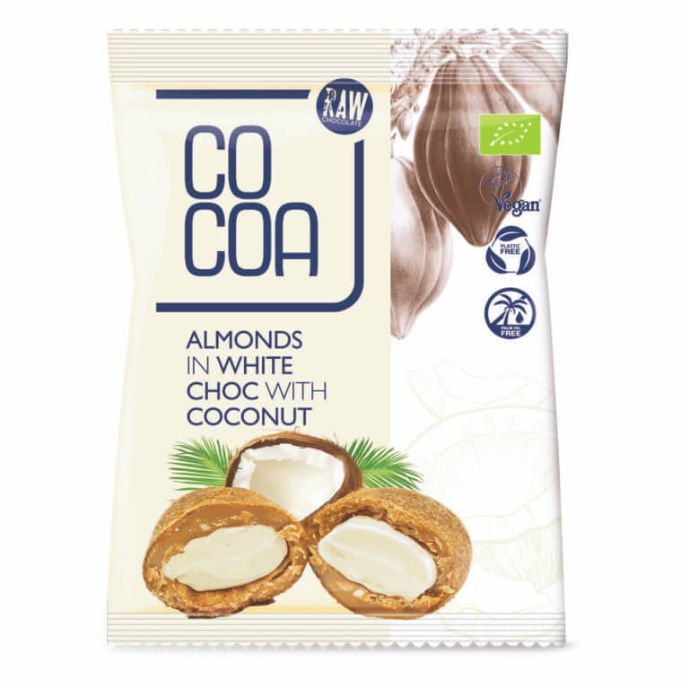 Migdale in ciocolata alba Bio, 70 g, Cocoa