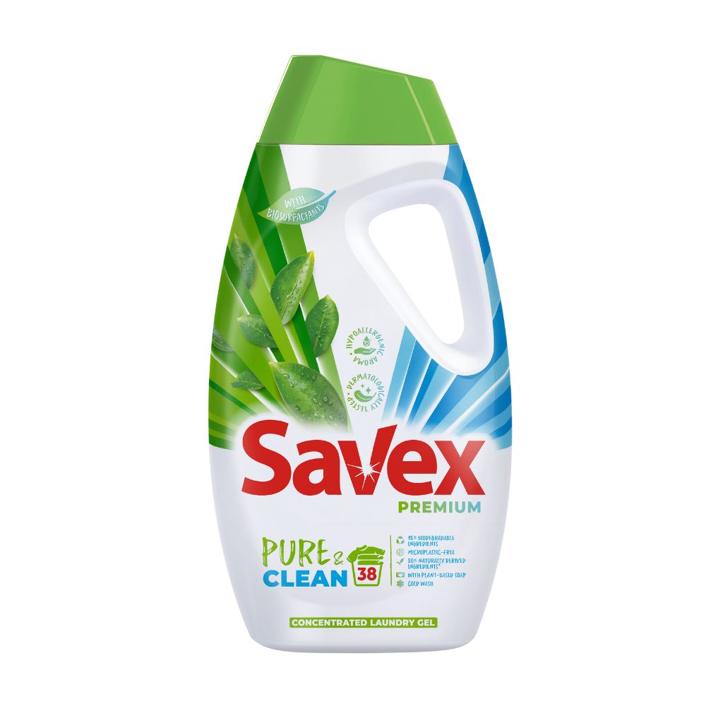 Detergent lichid Pure & Clean, 38 spalari, 1.71 l, Savex Premium