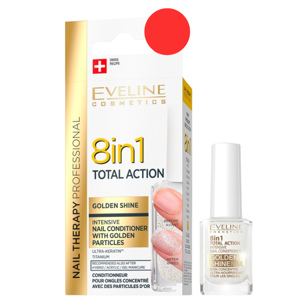 Tratament profesional 8in1 Golden Shine Nail Therapy, 12 ml, Eveline Cosmetics