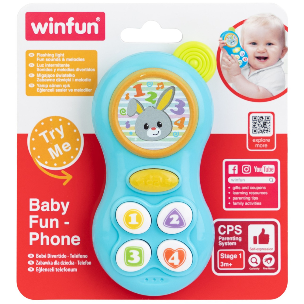 Telefon pentru bebelusi, Albastru, +3 luni, Winfun