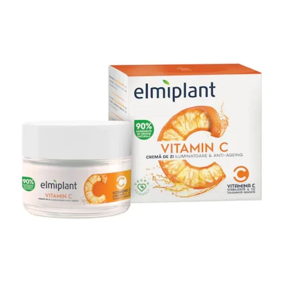 Crema de zi Iluminatoare & Anti-Ageing cu Vitamina C, 50ml, Elmiplant