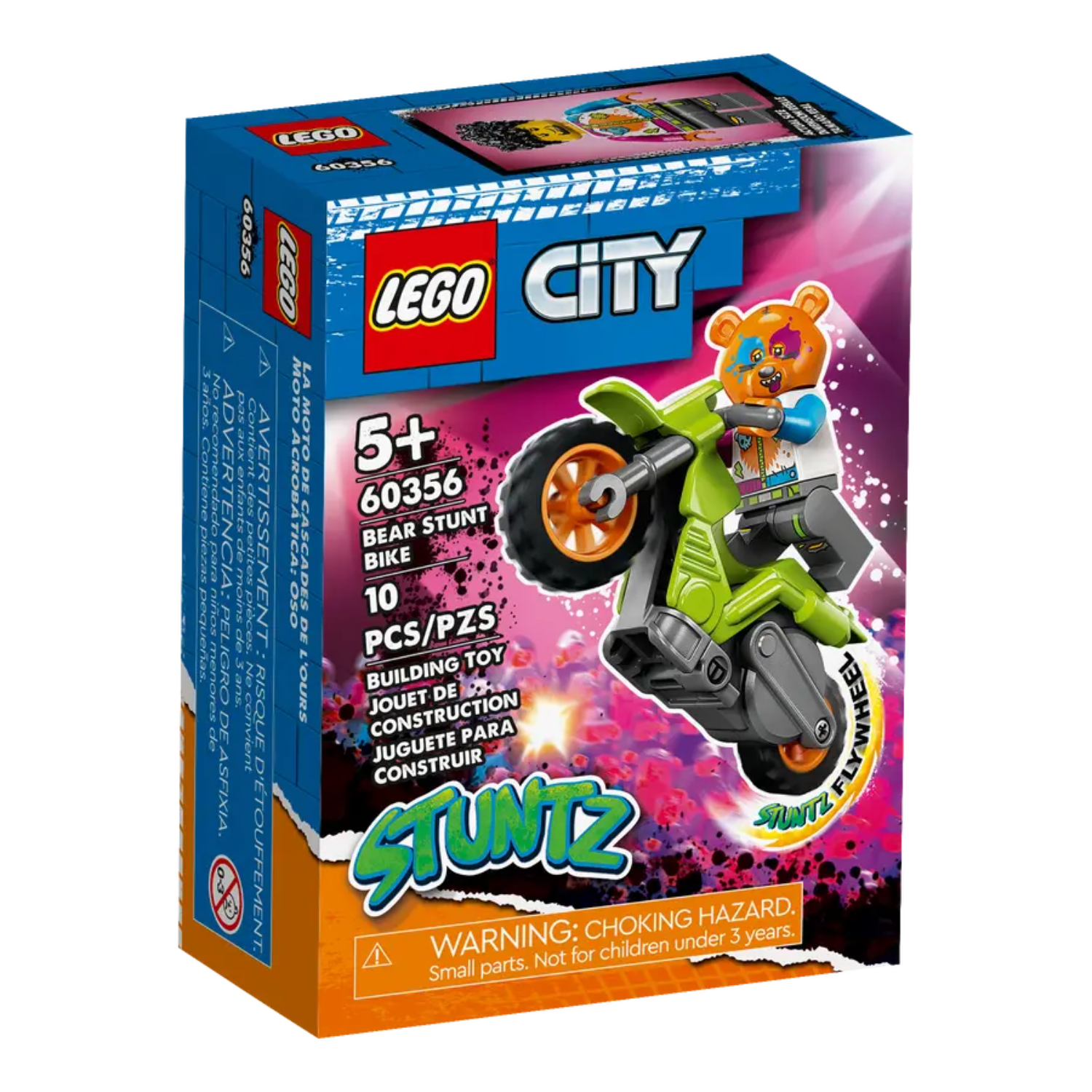 Motocicleta de cascadorie cu urs, 60356, Lego City Stuntz